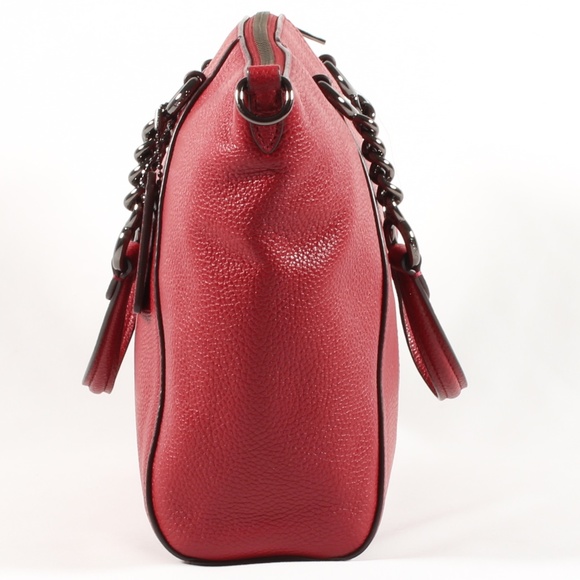 Coach Prairie Chain Satchel Handbag Cherry Leather - Picture 3 of 9